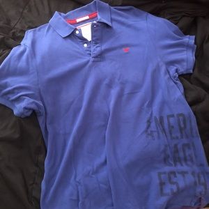 AEO Blue Graphic Polo XXL